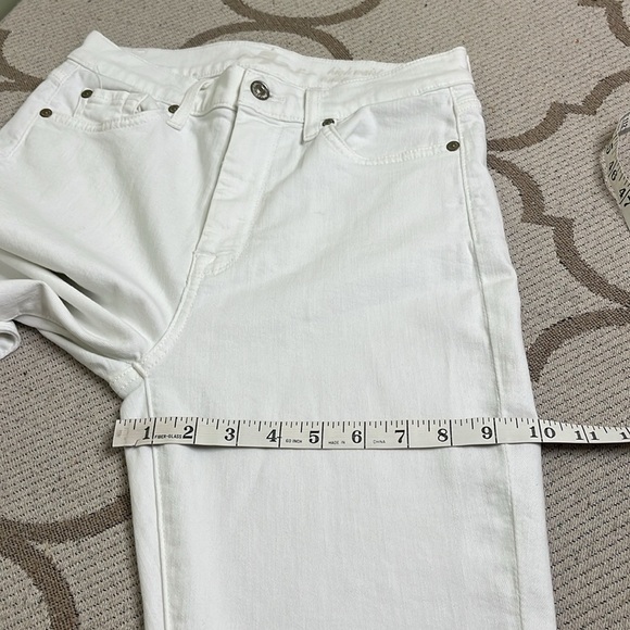 7 For All Mankind White high waisted ankle gwenevere Denim Jeans fray hems - Picture 13 of 17